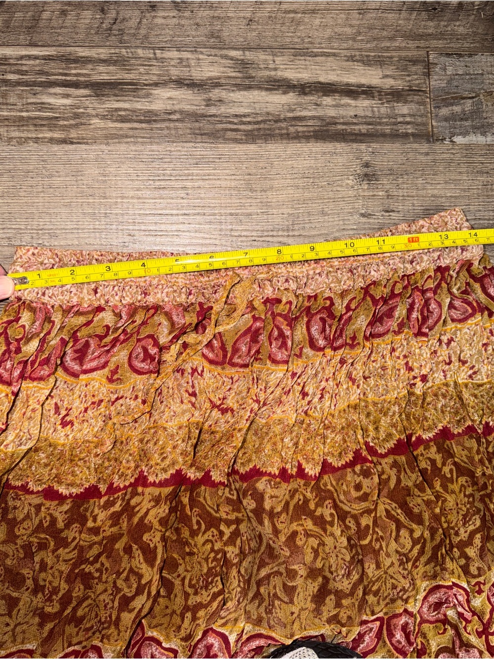 Vintage Bohemian Paisley Tiered Maxi Skirt Size L Made in India 100% Rayon - Picture 6 of 8